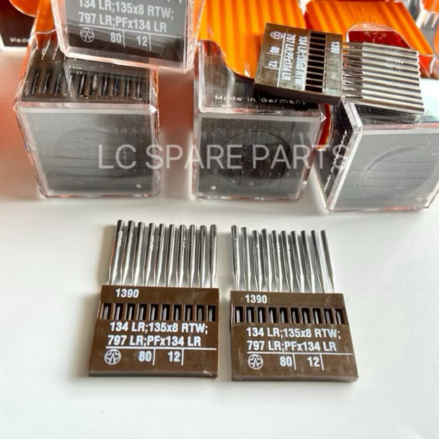 เข็มจักรใบพายอุตสาหกรรมสำหรับเย็บหนัง 134-LR  เบอร์ 80/12 -70/10-85/13-75/11(เยอรมันแท้)🇩🇪 1 แผงมี 10 เล่ม