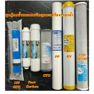 ไส้กรองน้ำ 7 ขั้นตอน ชุดตู้กดน้ำหยอดเหรียญ PP/CTO/RN 20 นิ้ว/post carbon 10-12 นิ้ว/เมมเบรน 150/CTO 10" ครบชุด ราคาดี