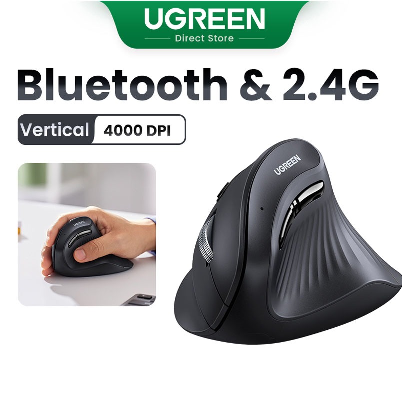 UGREEN Bluetooth 2.4G 4000DPI Vertical Wireless Mouse Ergonomic Mouse Silent Wireless Bluetooth Mous