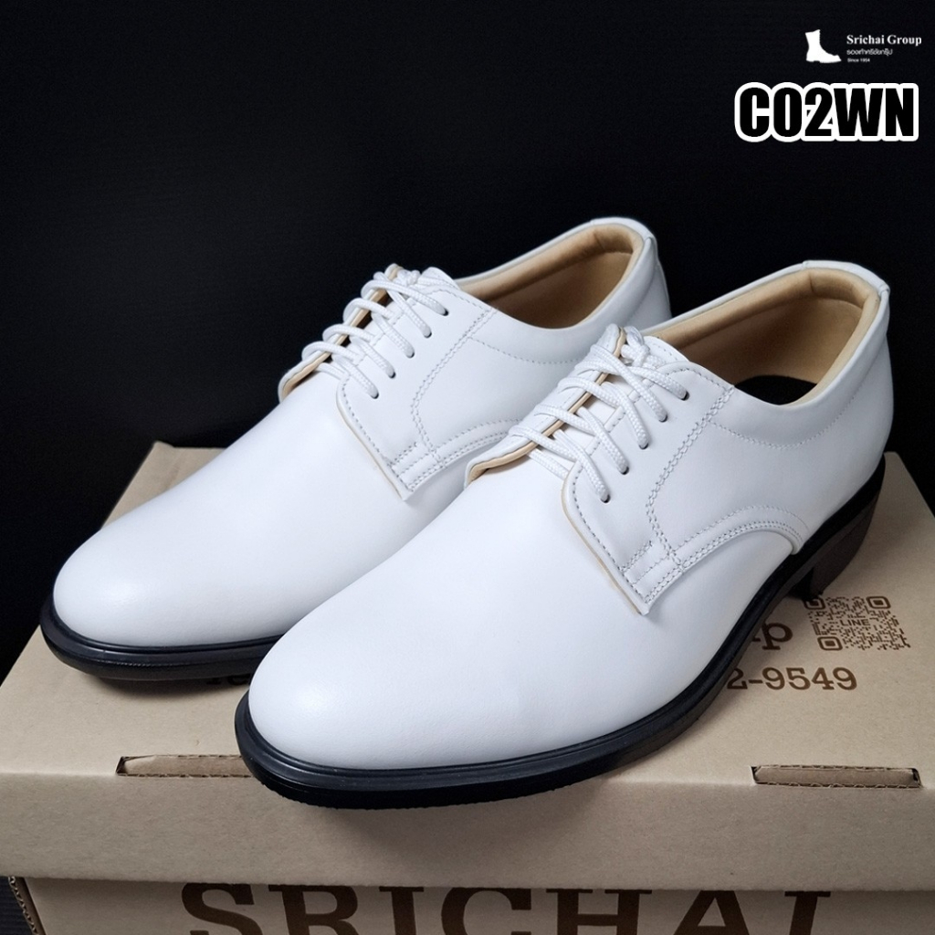 New Arrivals คัทชูทหารเรือ รุ่น C02WN หนังขัดมันสีขาว พื้นยาง by Srichaigroup