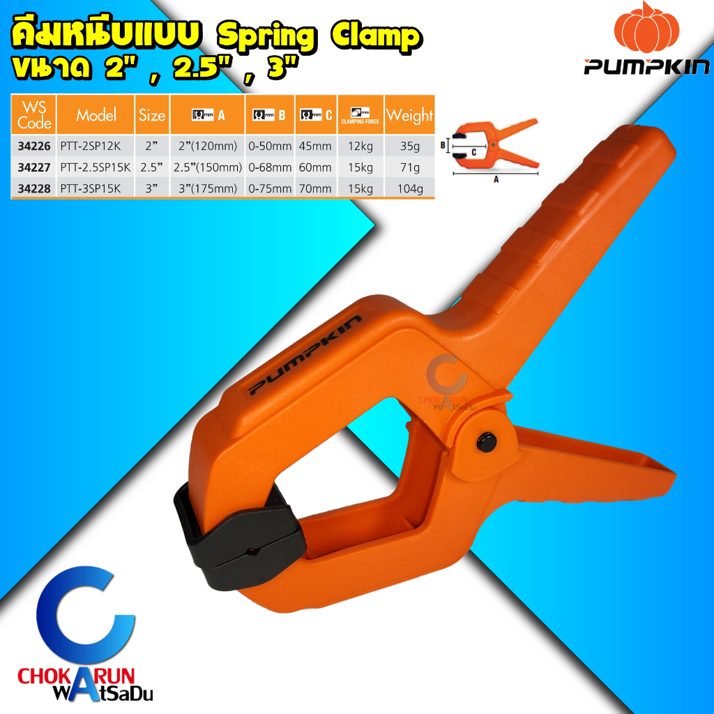 Pumpkin คีมหนีบแบบ [ ราคา ต่อ ชิ้น ] คีมยึดแบบ คีมล็อคแบบ พลาสติก 2" / 2.5" / 3"