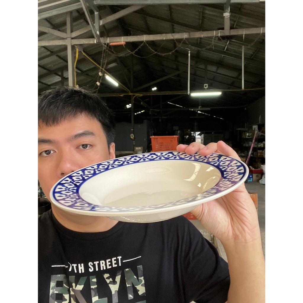 จานปีกลึกเซรามิค ขนาด 9 นิ้ว ลายไทยสัปปะรด เซรามิคเนื้อสโตนแวร์(Stoneware) ออกใบกำกับภาษีได้ รหัส101924