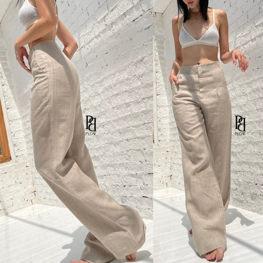 PLOWBRANDS - PL7007 "Slender pant" linen (รวมสี) ทรงพอดีตัวต้องเผื่อไซส์จะไม่แน่นเกินไป