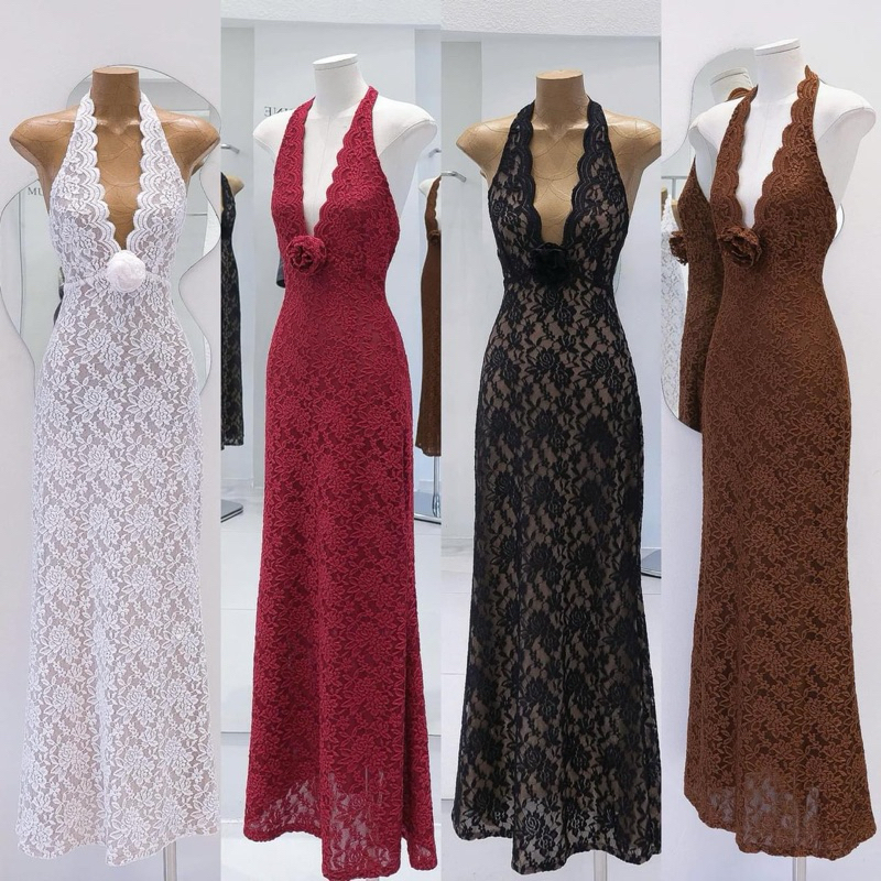 🎀Brand : tbb เดรสยาวลูกไม้ซีทรู มีซับใน 🎀         (สินค้า pre order)