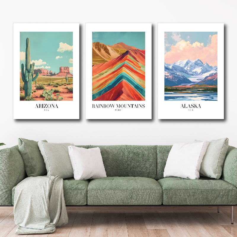 travel-ภาพแต่งบ้าน ภาพพิมพ์แคนวาสขึงเฟรมไม้ สไตล์ painting (พร้อมส่ง)