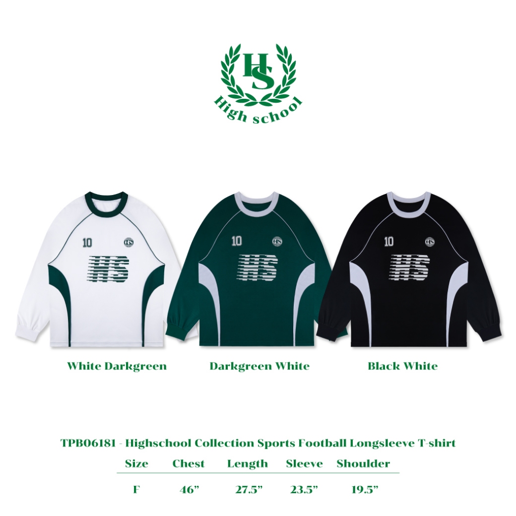 Highschool - เสื้อบอลแขนยาว Collection Sports 2024 Football Long sleeve ผ้ายืด ใส่สบาย - TPB06181