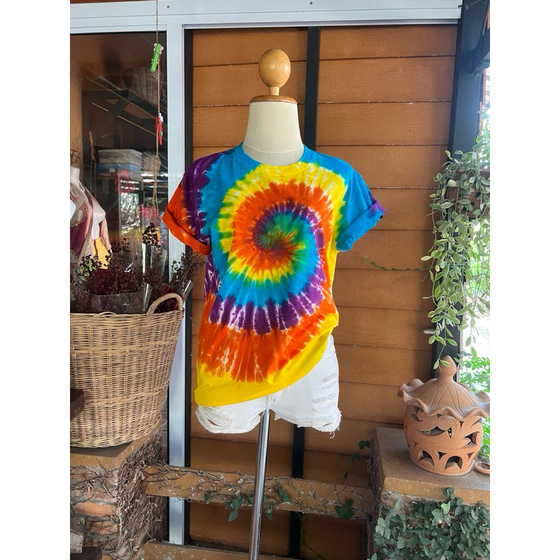 เสื้อยืดมัดย้อมเย็น🌈 cotton100% Comb ใส่สบาย สีสวยครบไซส์