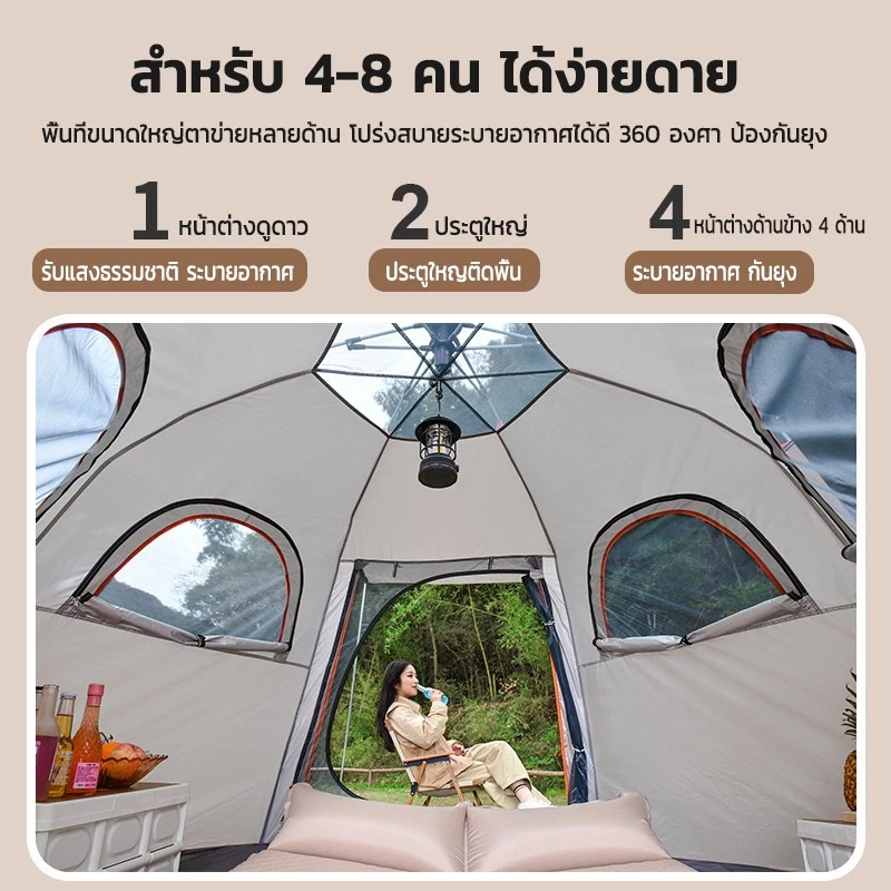 เต็นท์สนามกางอัตโนมัติไฮดรอลิก สำหรับเดินป่ากลางแจ้ง thumbnail 4