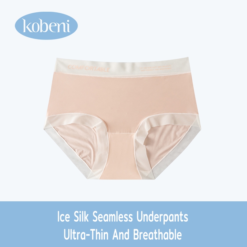 ⭐KOBENI⭐กางเกงในผู้หญิง กางเกงในไร้ขอบ เอวกลาง ผ้าเย็น Ice Silk ยืดหยุ่นดีมาก ไม่ย้วย ไม่รุ่ย ใส่สบาย