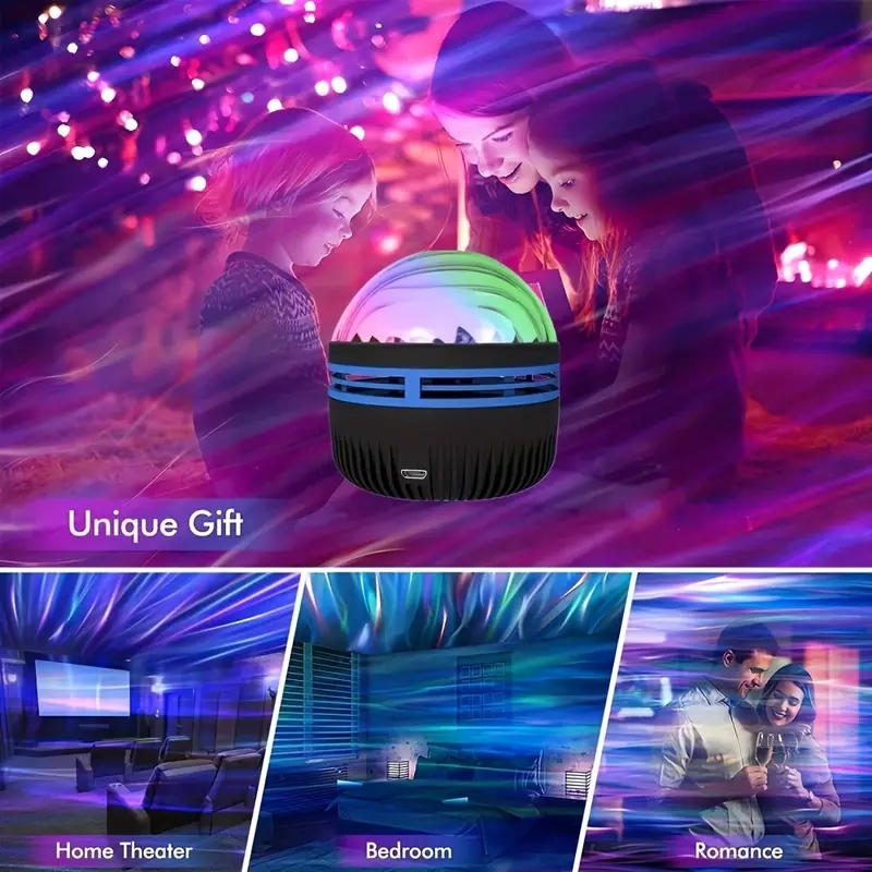 โคมไฟโปรเจคเตอร์ 360° LED - ฉายท้องฟ้ากลางคืน สำหรับตกแต่งห้องนั่งเล่นและห้องนอน สร้างบรรยากาศโรแมนติกในทุกโอกาส