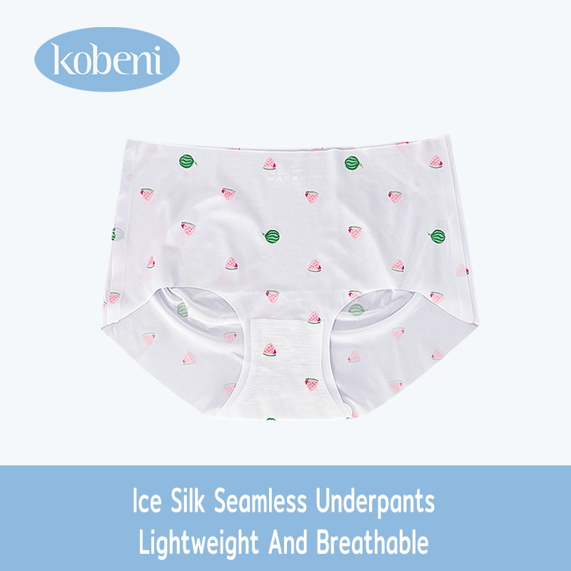 ⭐KOBENI⭐กางเกงในผู้หญิง กางเกงในไร้ขอบ ลายแตงโม เอวกลาง ผ้าเรียบนุ่มลื่น ยืดหยุ่