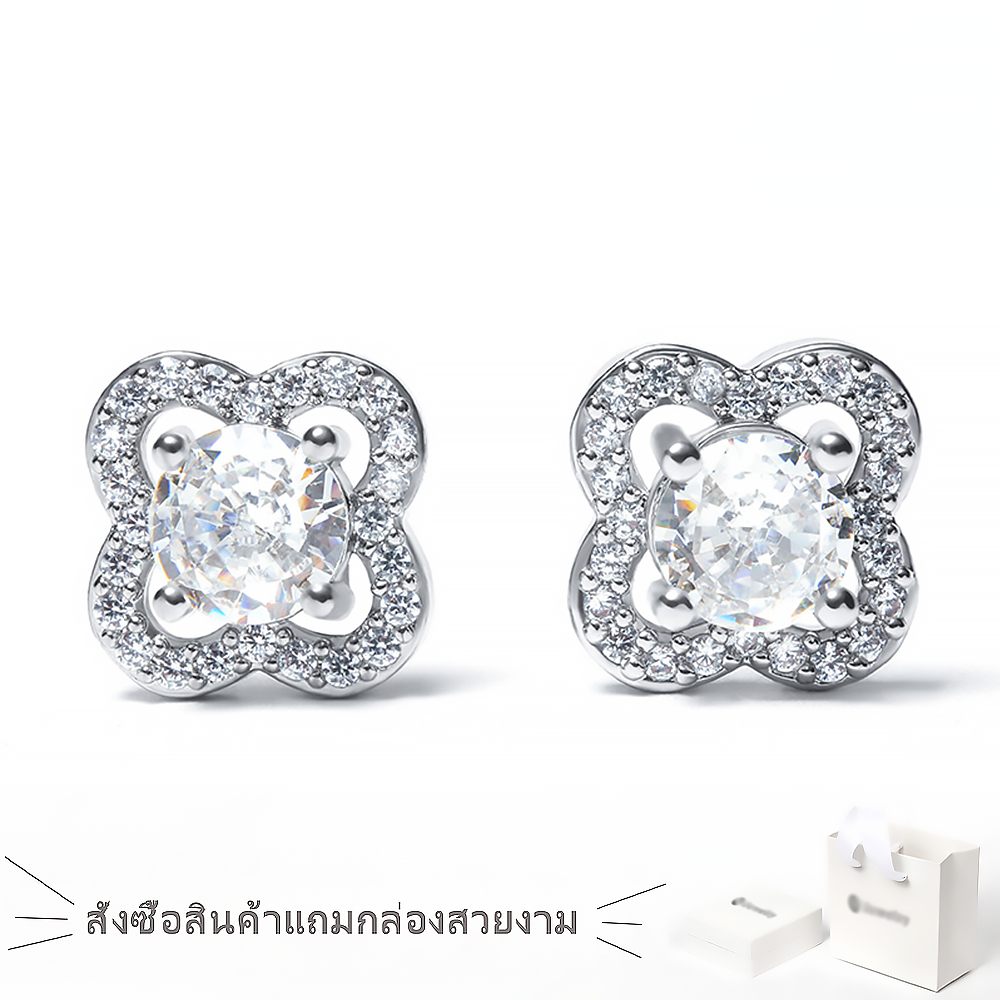 ต่างหูแพลตตินัมแฟชั่นสตรี ต่างหูสวยเงางามแบบสบาย ๆ เครื่องประดับสตรี e2368