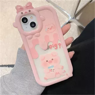 Case for iPhone 11 12 13 14 15 Pro Max 6/8/7 14/15 Plus X/XS Max SE ลายการ์ตูนมอนสเตอร์ ประดับโบว์ เคสเคลือบนิ่ม