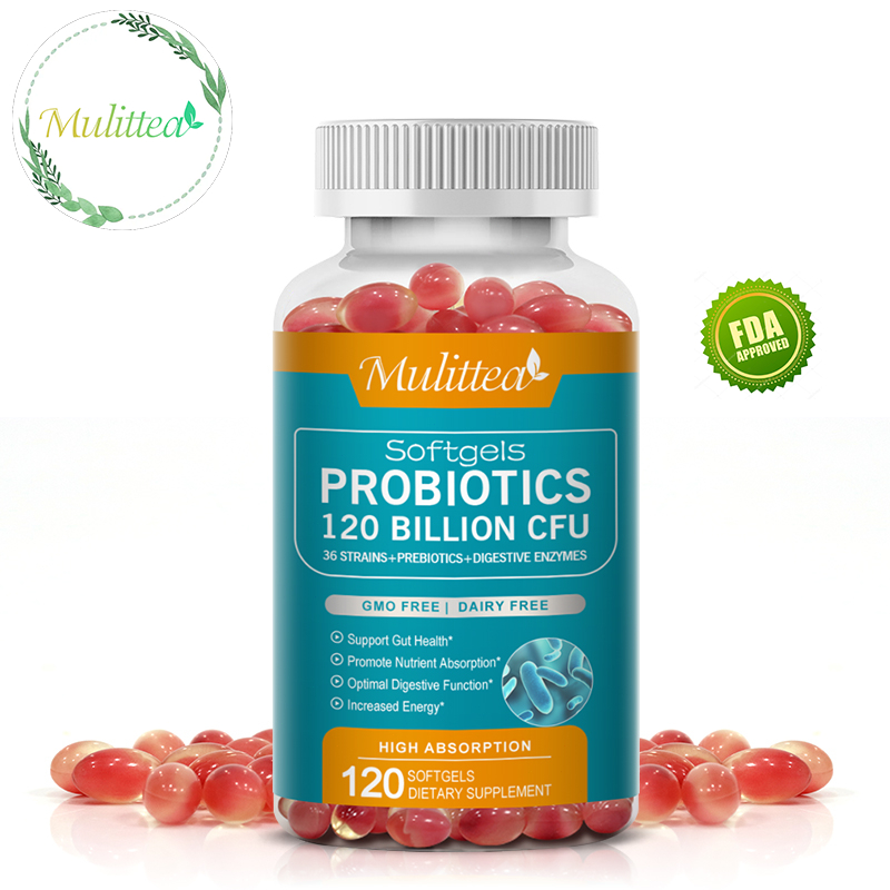 Mulittea probiotic แคปซูลโปรไบโอติก 120 พันล้าน CFUs บำรุงระบบย่อยอาหารและภูมิคุ้มกัน แก้ท้องอืด ท้องผูก 120 เม็ด