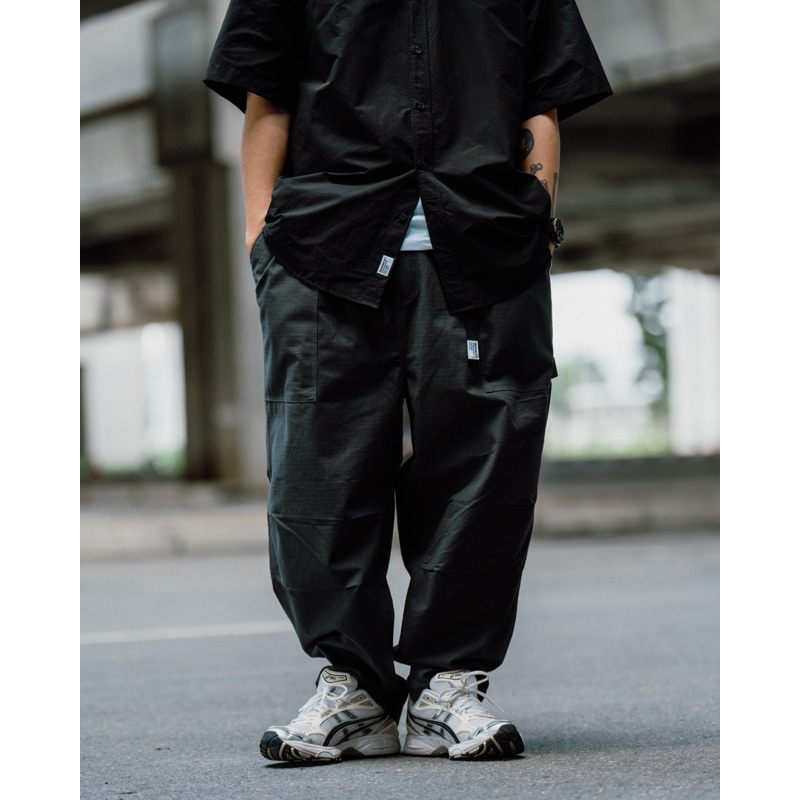 NABRU : Ripstop painter pants กางเกงทรงหลวม สีเทา
