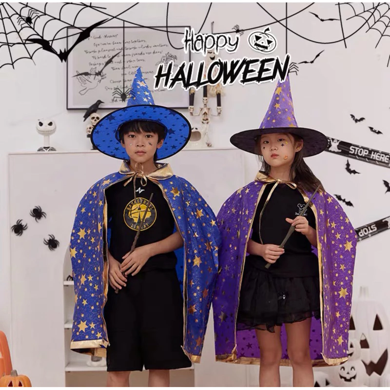 ส่งจาก กทม.ชุดฮาโลวีน หมวก+ เสื้อคลุม แม่มด พ่อมด Halloween ชุดเด็ก ชุดฮาโลวีน ชุดแฟนซี ชุดเด็กผู้หญิง ชุดเด็กผู้ชาย