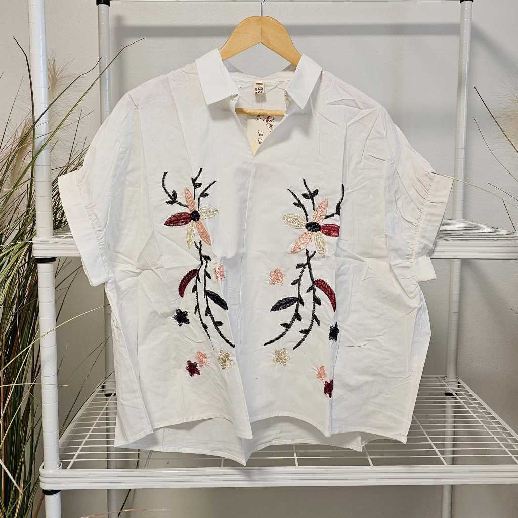 เสื้อฝ้ายปักลายดอกไม้(A716-1)