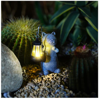 SZ-MINI แมว ไฟเหลือง โคมไฟ พลังงานแสงอาทิตย์โซล่าเซลล์ 1 LED สำหรับตกแต่ง