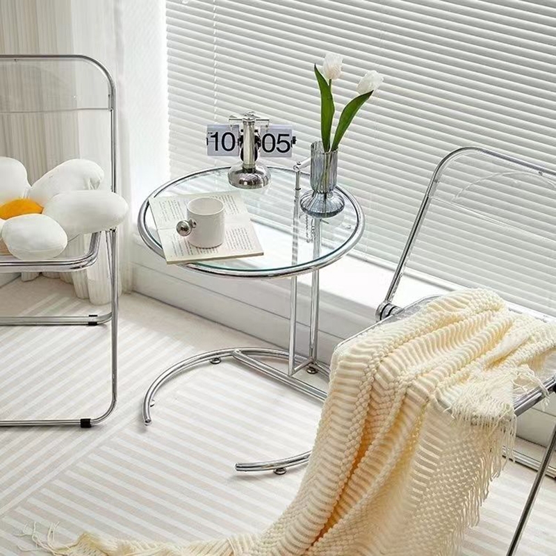 🌸🌸ขาสแตนเลส โต๊ะกาแฟแก้ว โต๊ะข้างโซฟา เฟอร์นิเจอร์ห้องรับแขก สไตล์เรียบง่าย ปรับความสูงได้ - รูปที่ 7