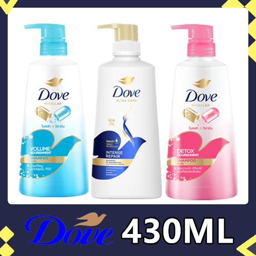 Doveแชมพู โดฟ อินเทนซ์ รีแพร์ แชมพู สีน้ำเงิน สำหรับผมแห้งเสีย แก้ผมเสียตรงจุด 430 มล. Dove Intense Repair Shampoo Dark
