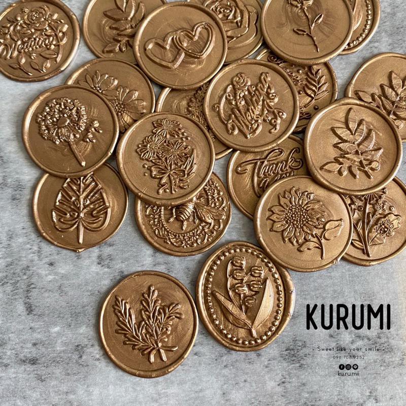 ตราประทับครั่งสำเร็จรูปพร้อมใช้งาน สีบรอนซ์ทอง