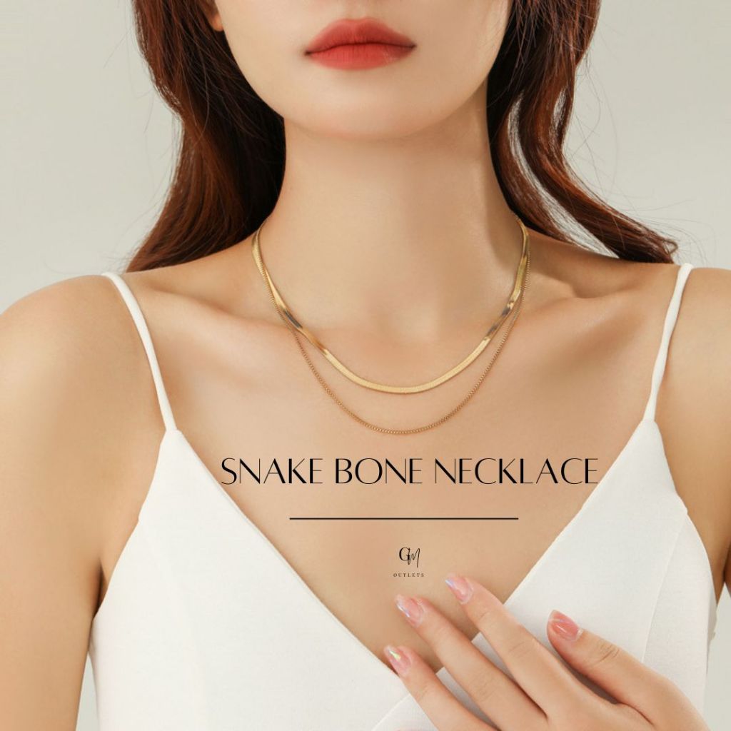OUTLETS ล้างสต็อกจากโรงงานตรง สร้อย Snake Bone Valentine ของขวัญ สร้อยชุบทอง 2 ชั้น สร้อยทอง
