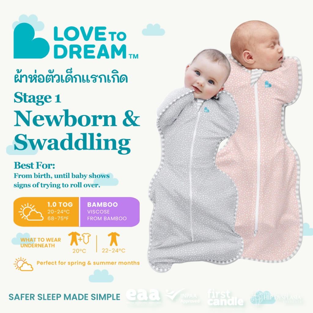 Love To Dream ผ้าห่อตัวเด็กแรกเกิด SwaddleUP Bamboo (ใยไผ่) 1.0 TOG - Dot