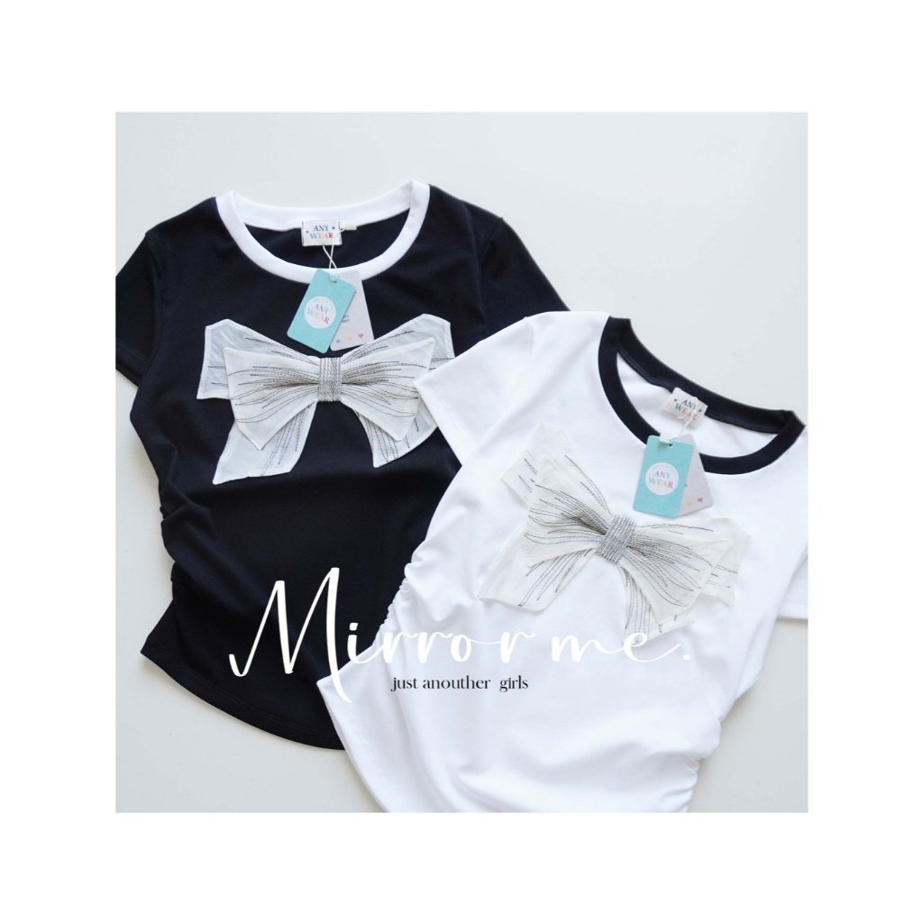 mirrorme เสื้อแต่งโบว์หน้า ย่นข้าง พรางหุ่น