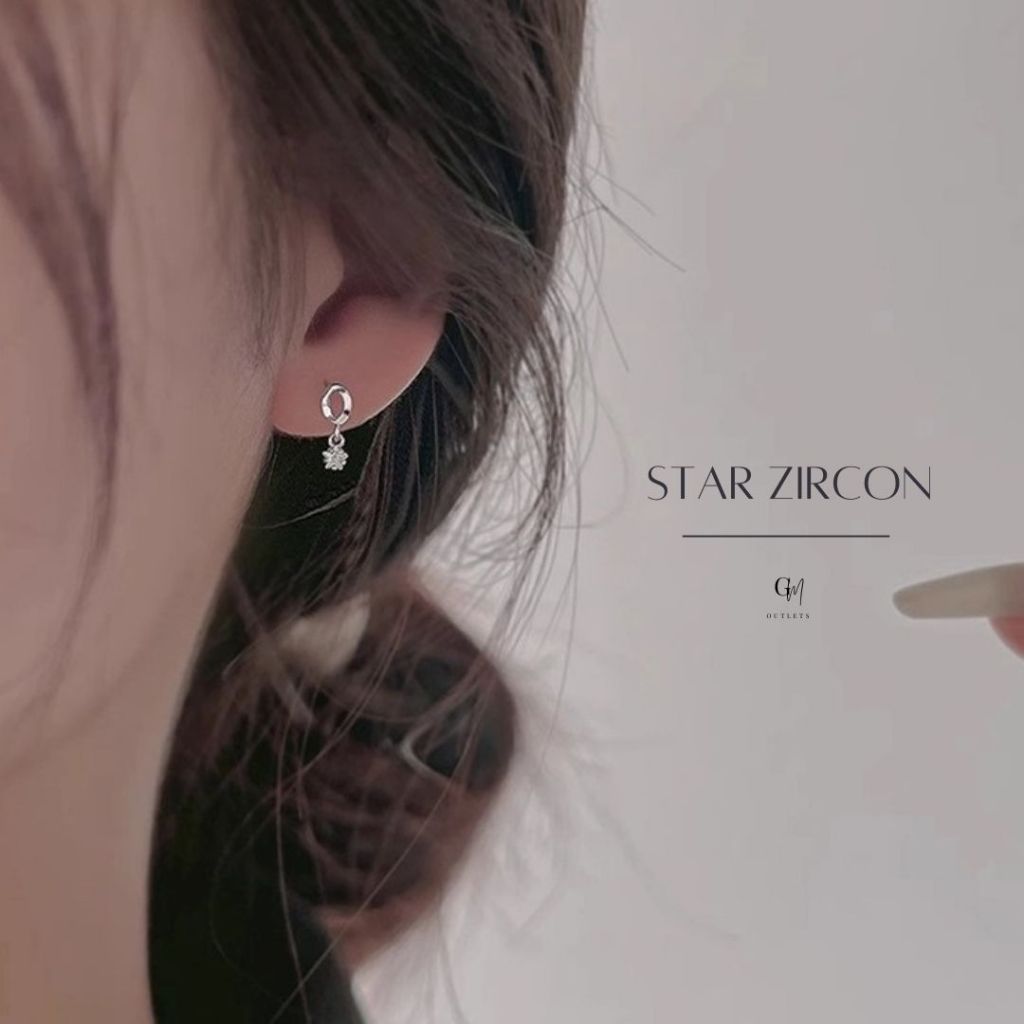 OUTLETS ล้างสต็อกจากโรงงานตรง ต่างหู Star Zircon Earrings ตุ้มหูเงิน ต่างหูผู้หญิง Valentine ของขวัญ