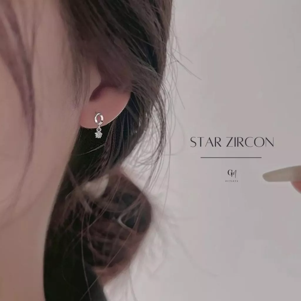 OUTLETS ล้างสต็อกจากโรงงานตรง ต่างหู Star Zircon Earrings ตุ้มหูเงิน ต่างหูผู้หญิง Valentine ของขวัญ