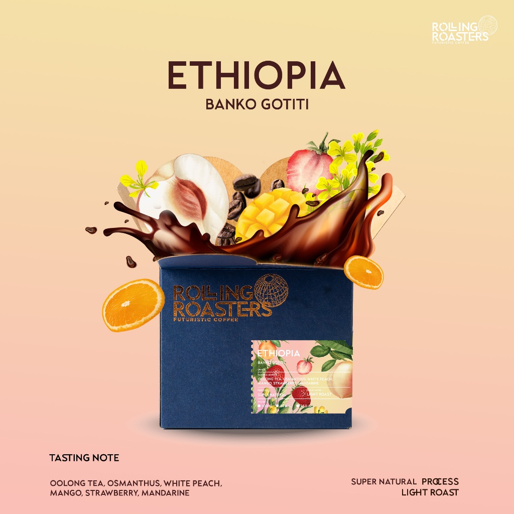 Rolling Roasters เมล็ดกาแฟ Ethiopia Banko Gotiti, Heirloom, Supernatural - คั่วระดับอ่อน - ขนาด 100g , 200g