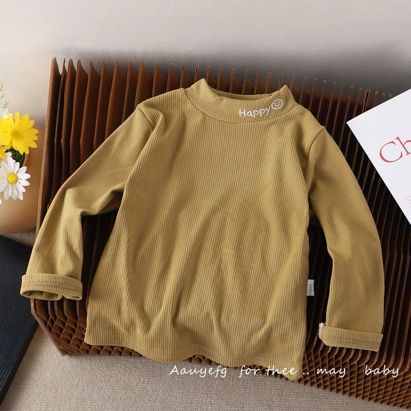 เสื้อกันแขนยาวเด็ก 🇹🇭พร้อมส่งในไทย🇹🇭 เสื้อคอเต่า เสื้อกันหนาว ใส่สบาย ผ้านิ่มผ้ายืด HAPPYยิ้ม ICY - รูปที่ 3