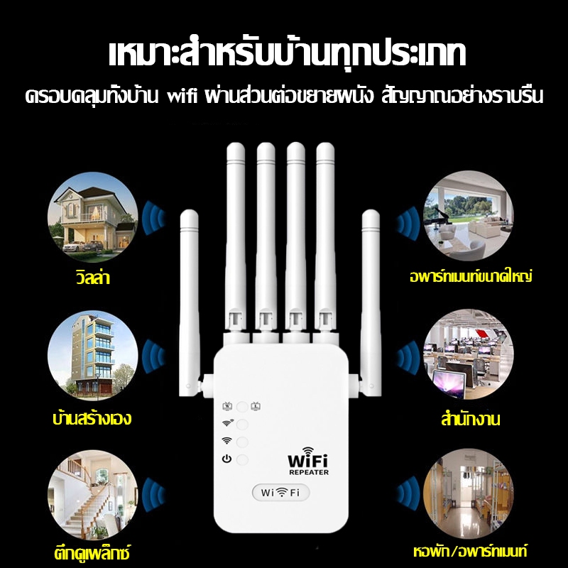 🔥สัญญาณอ่อนที่ไหน ก็เสียบปลั๊กตรงนั้น🔥Wifi Repeater 6เสาอากาศขยาย ขจัดจุดบอดของเครือข่าย 1200Mbps 5Ghz ตัวขยายสัญญาณ