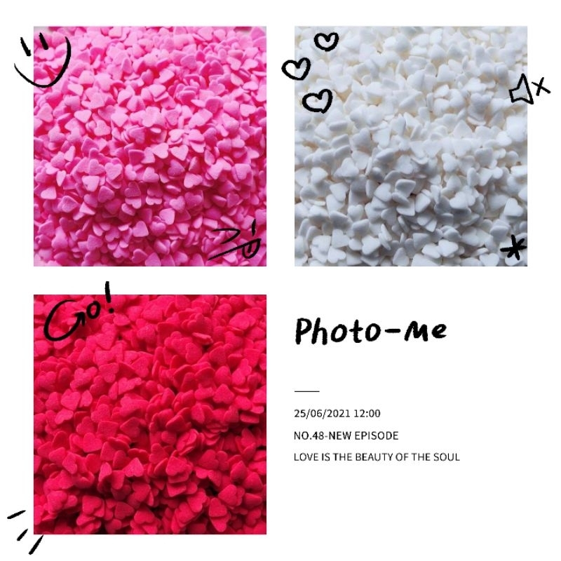 Confetti Sprinkle น้ำตาลโรยตกแต่งเค้ก คัพเค้ก เบเกอรี่ รูปหัวใจ รูปดอกไม้มี น้ำตาลทานได้ 25g./50g.