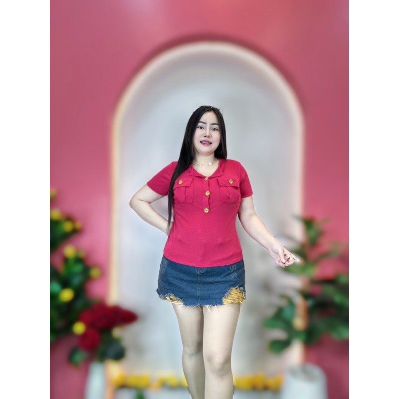 เสื้อผ้าสาวอวบ ขนาด 36-44 ยาว 23 * รุ่นกระดุมทองแขนสั้น•กระเป๋ากล่อง ราคา ถูกที่สุด ดีลบีเคเค แกลเลอรีภาพที่ 3