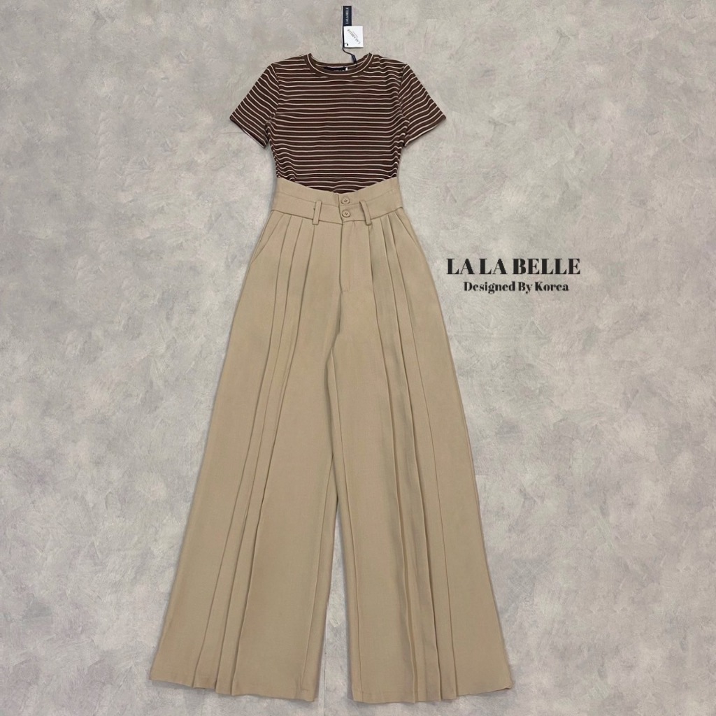 LA LA BELLE เซต2ชิ้นรุ่นนี้ผ้าดีทรงสวยมาก เสื้อยืดคอกลมลายริ้ว(*สอบถามสต๊อกก่อนกดสั่งน๊า)