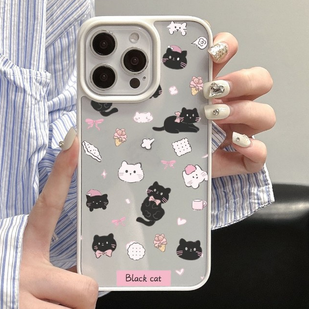 จัดส่งภายใน24ช.ม เคสไอโฟน iPhone 16 15 14 13 12 11 Pro Max เคส for xs xr 7 8 Plus ลายแมวน่ารัก การป้องกันการตก Case