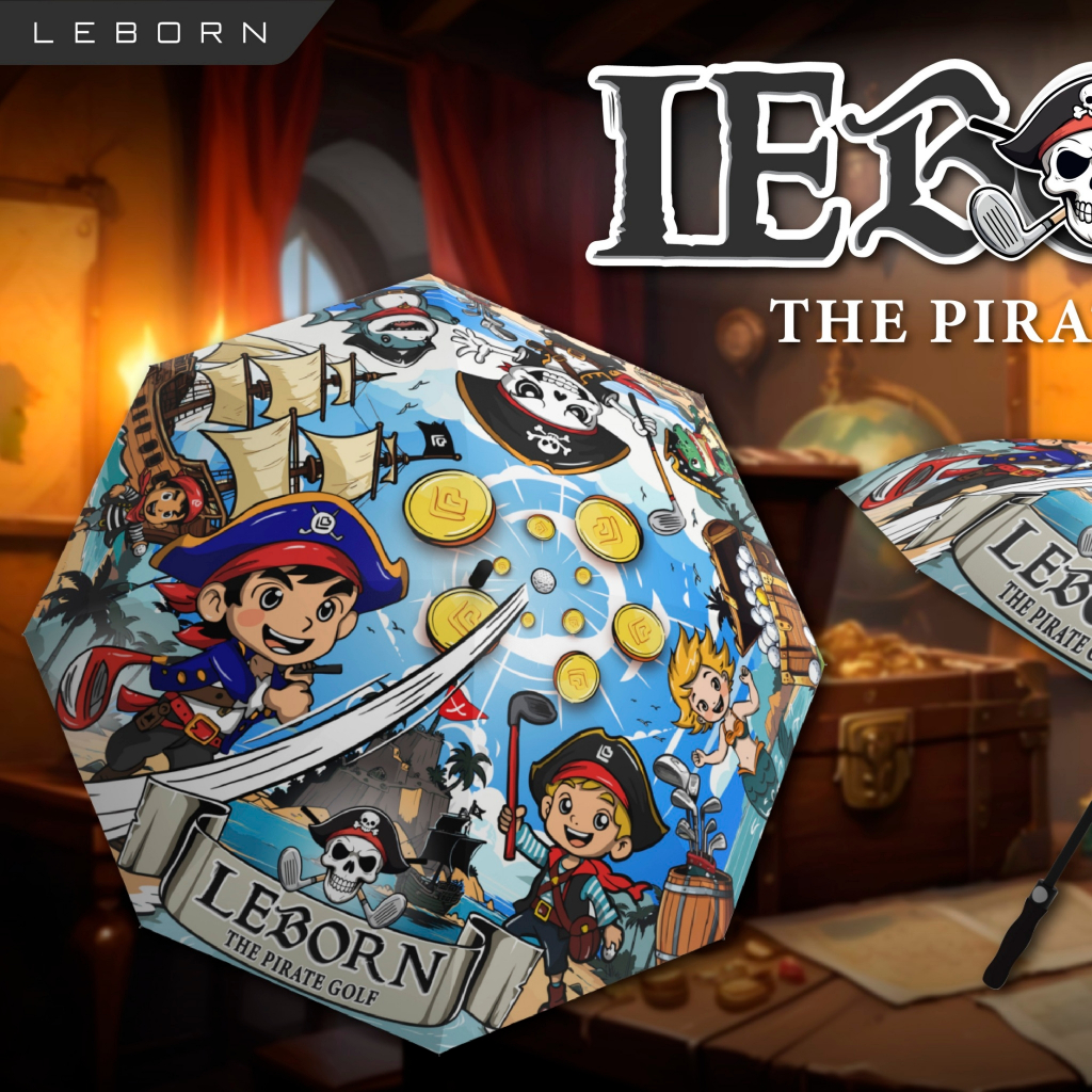 ร่มกอล์ฟ Leborn ลาย Pirate โจรสลัด กันยูวี100 ขนาด34นิ้ว ร่มUV กันแดด สองชั้น กันฝน