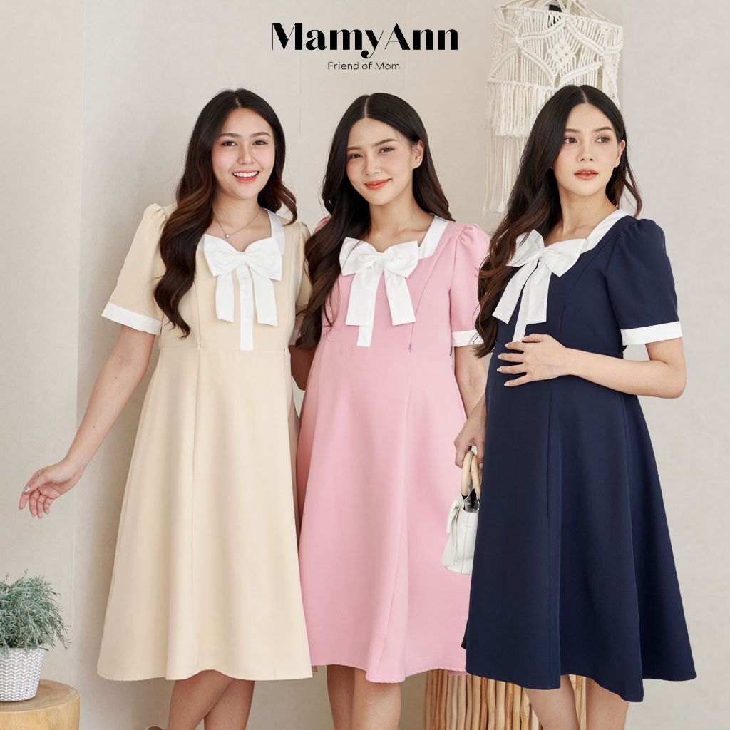 A097 สีพื้น ชุดคลุมท้องให้นม ใส่ทำงาน แบรนด์ MamyAnn ♥ พร้อมส่ง!! มีโค้ดส่วนลด ชุดคลุมท้องใส่ทำงาน ชุดคลุมท้องใส่เที่ยว