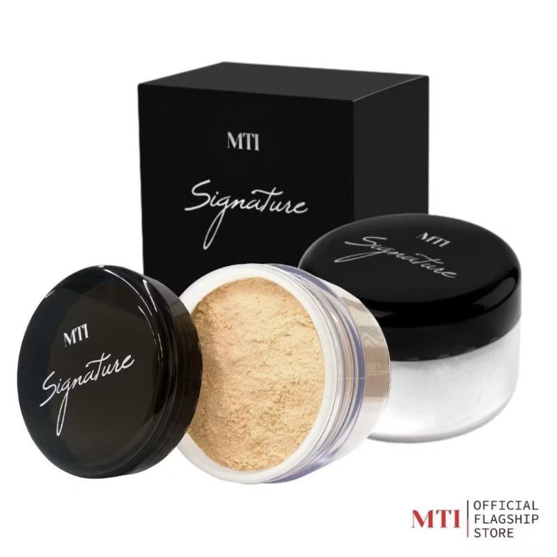 ￼MTI (แท้💯/ส่งไว)เอ็มทีไอ ซิกเนเจอร์ ลูส พาวเดอร์แป้งฝุ่นฝาดำ MTI SIGNATURE LOOSE POWDER 40 g.