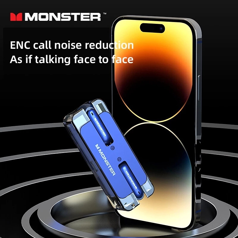 Monster XKT08 หูฟังบลูทูธไร้สาย บลูทูธ5.3 คุณภาพเสียงดี สําหรับกีฬา เล่นเกม การโทร ลดเสียงรบกวน รูปที่ 4