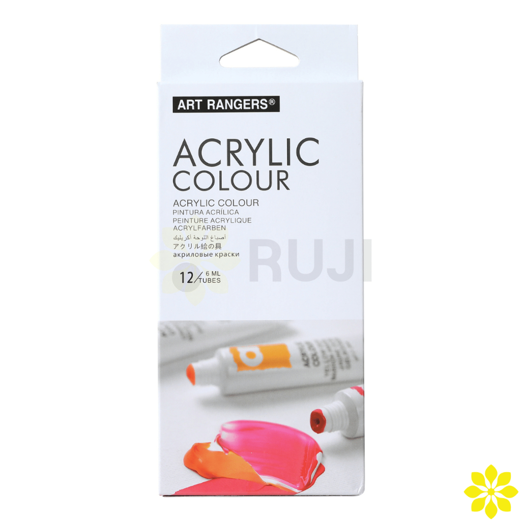 ART RANGERS PA31 ACRYLIC COLOUR 12 สี 12x6ml.ชุดสีอะคริลิค กันน้ำ สีอะคริลิค เพ้นท์ภาพ รองเท้า ผ้า ไ