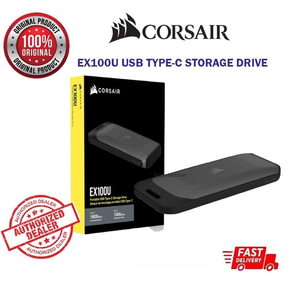 Portable SSD Corsair EX100U 1TB USB-C 3.2 Gen2x2 Up to 1600MB/s  : CSSD-EX100U1TB