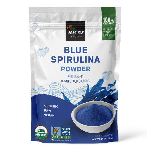Incas ผงสไปรูลิน่าสีน้ำเงิน Blue Spirulina Powder - BODY DETOX (50g)