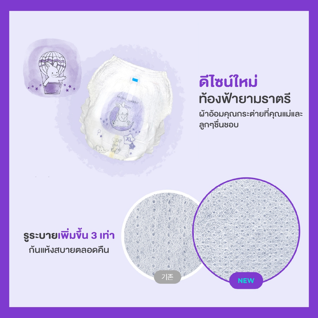 Momo Rabbit โมโม่แรบบิท ผ้าอ้อมเด็กแบรนด์ดังจากเกาหลี รุ่น Eco Dry สำหรับกลางคืน ราคา ถูกที่สุด ดีลบีเคเค แกลเลอรีภาพที่ 3