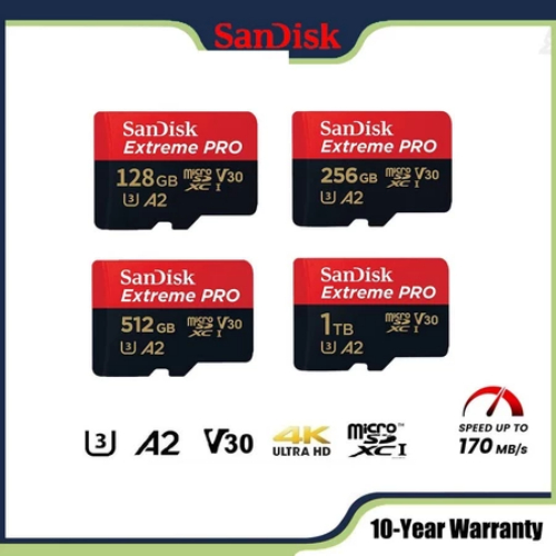 คลังสินค้า Sandisk Extreme Pro SD Card 512GB 256GB 128GB 64GB 32GB 16GB การ์ดหน่วยความจำ SDXC UHS-I U3 A2 V30อะแดปเตอร์