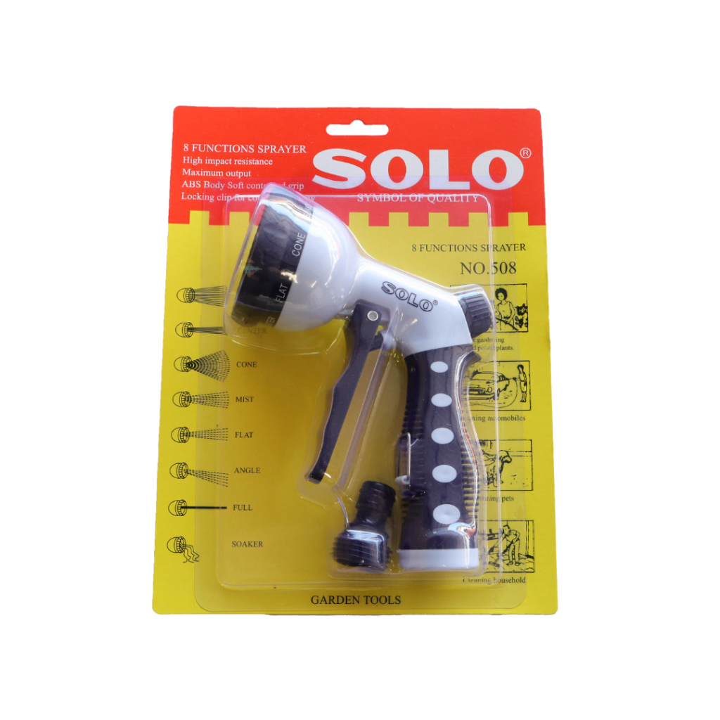 SOLO ที่ฉีดน้ำ ปรับหัวฉีดได้ 8 แบบ NO.508 ผลิตจากพลาสติก ABS แข็งแรงทนทาน นุ่มมือ