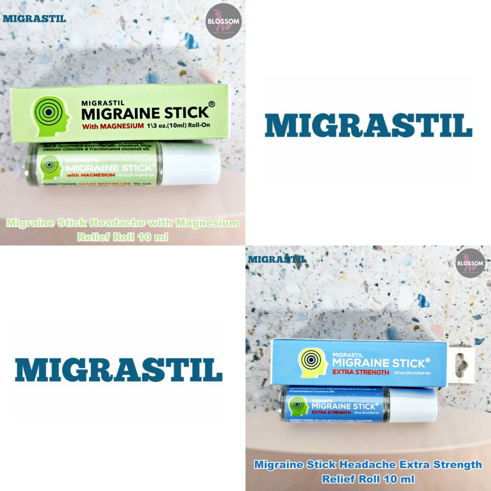 Migrastil - Migraine Stick Headache Relief Roll 10 ml ลูกกลิ้งน้ำมันหอมระเหย กลิ่นหอมสดชื่น
