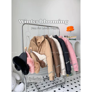 DD(no.79)🌨️Winter blooming faux fur hoodie cropped 🌨️✨พร้อมส่ง 5 สี (M-2XL)เสื้อกันหนาวน่ารักปุ๊กปิ้ก💫🫶🏻หมวกถอดได้