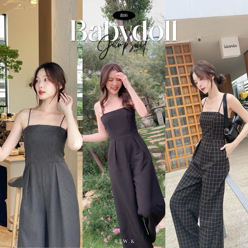 🧸 ‘Babydoll Jumpsuit’ - จั๊มสูทกางเกงขายาว ทรงขากว้าง จั๊มสูทออกงาน ชุดไปคาเฟ่ ชุดไปทะเล RTW